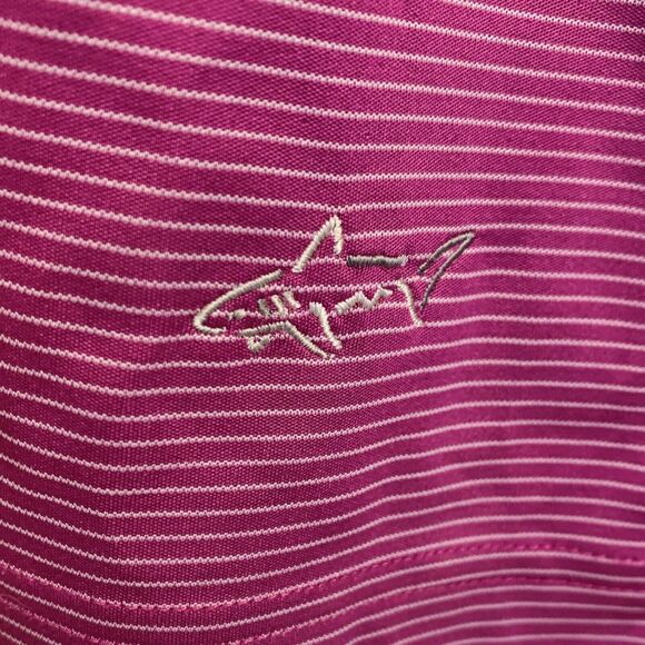 Greg Norman Play Dry Golf Shirt Size Large Striped Magenta Pink Polo BRANDED - Picture 4 of 7